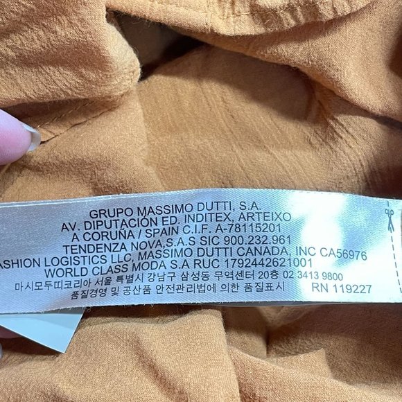 Massimo Dutti Blouse Womens Sz S Embroidered Detail Orange Rust Button Bohemian - Picture 11 of 11